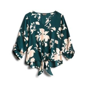 Stitch Fix Harding Tie Front Blouse - Teal Green